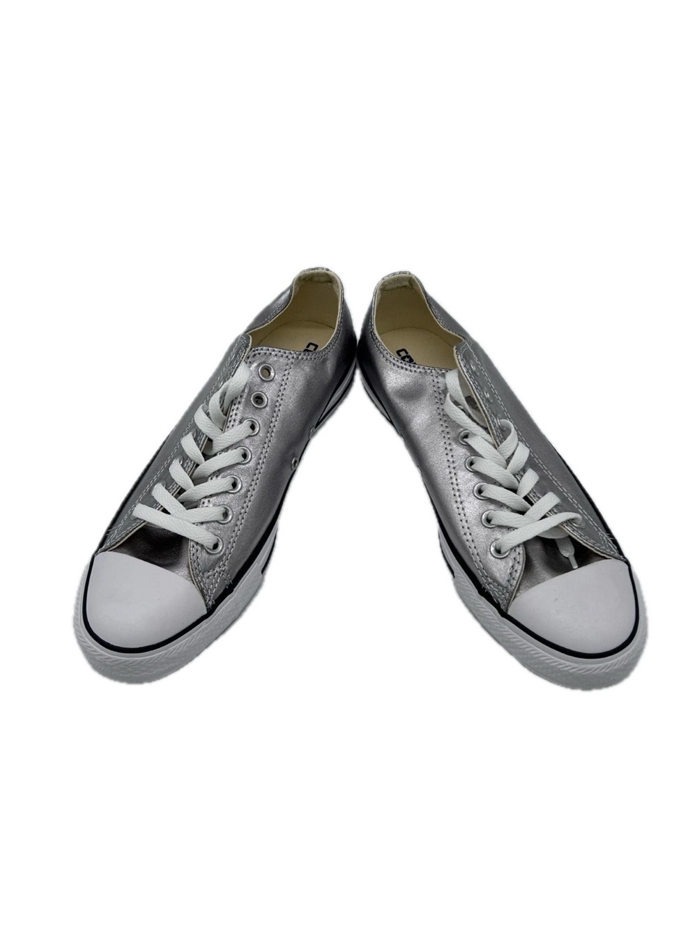 Converse Metallic Silver Low Top Sneakers with Cream Insole - Picture 7 of 11
